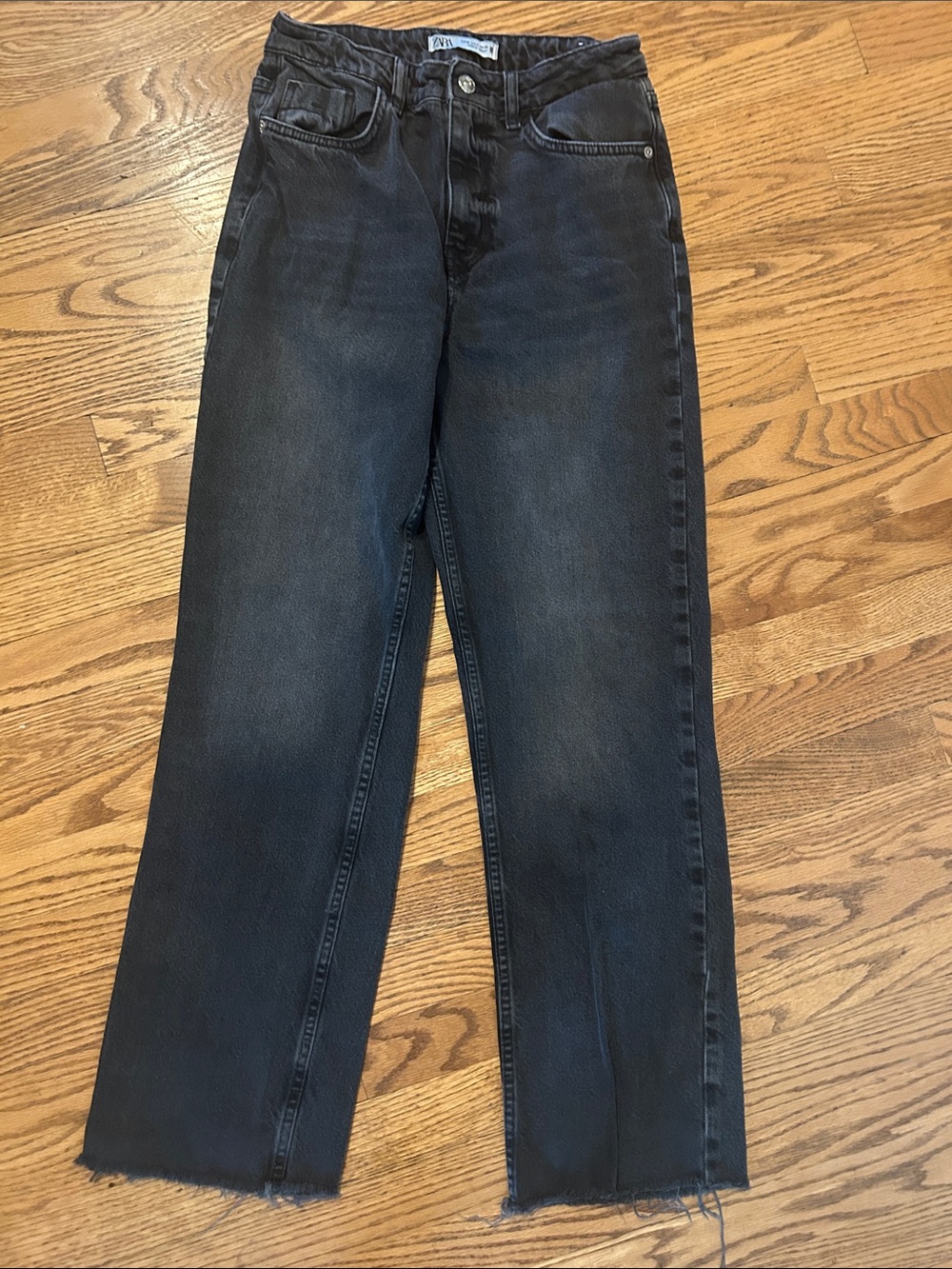 Zara Women's Straight Leg Jeans - Black Wash